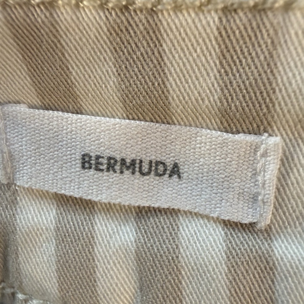 LOFT Outlet Bermuda Shorts Womens 8 Beige White Striped Stretch Mid Rise 11" - Picture 12 of 12